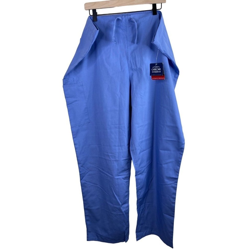 Cherokee Workwear Scrub Pants Unisex Fit Size XL Blue Ciew Drawstring NWT